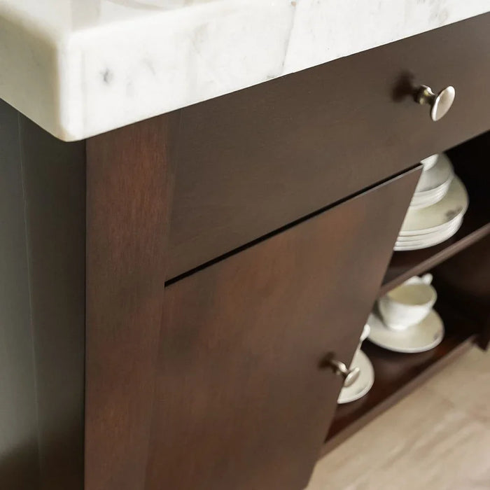 Brody Marble Dining Server -White/Dark Walnut