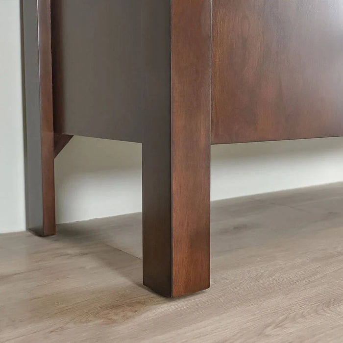 Brody Marble Dining Server -White/Dark Walnut