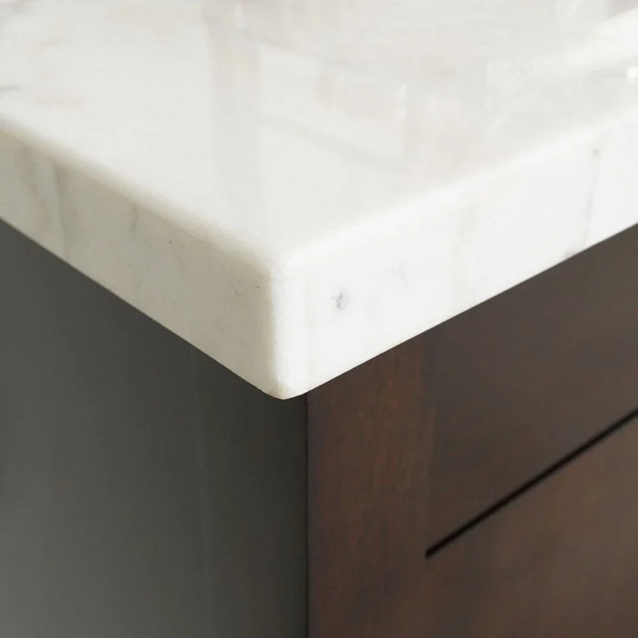 Brody Marble Dining Server -White/Dark Walnut