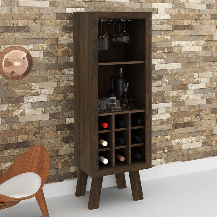 Zen Wine Cabinet with Storage-Rustic Brown-With 2-Year Warranty