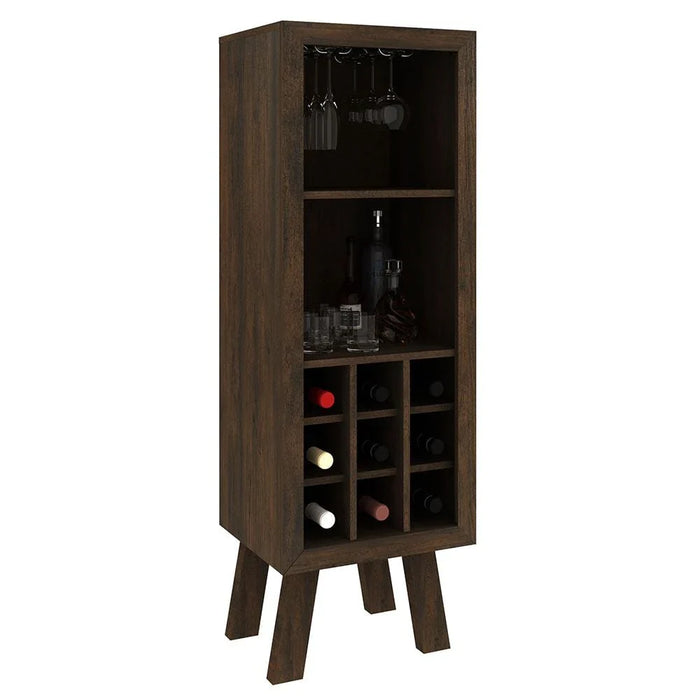 Zen Wine Cabinet with Storage-Rustic Brown-With 2-Year Warranty