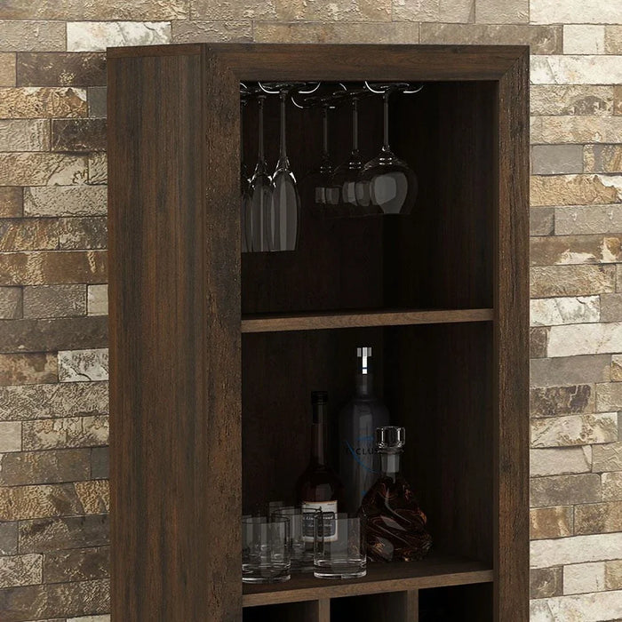 Zen Wine Cabinet with Storage-Rustic Brown-With 2-Year Warranty