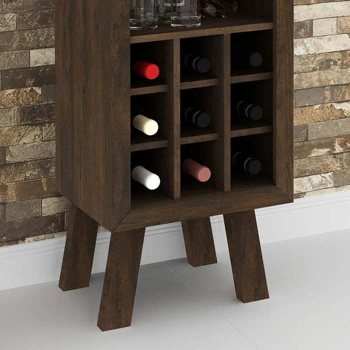 Zen Wine Cabinet with Storage-Rustic Brown-With 2-Year Warranty