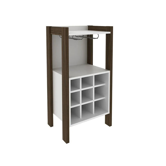 Lean Wine Cabinet-White/Walnut-With 2-Year Warranty