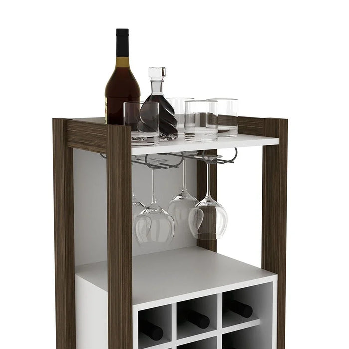 Lean Wine Cabinet-White/Walnut-With 2-Year Warranty