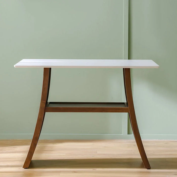 Aurelia Solid Wood Bar Counter-Walnut/Beige-With 2-Year Warranty