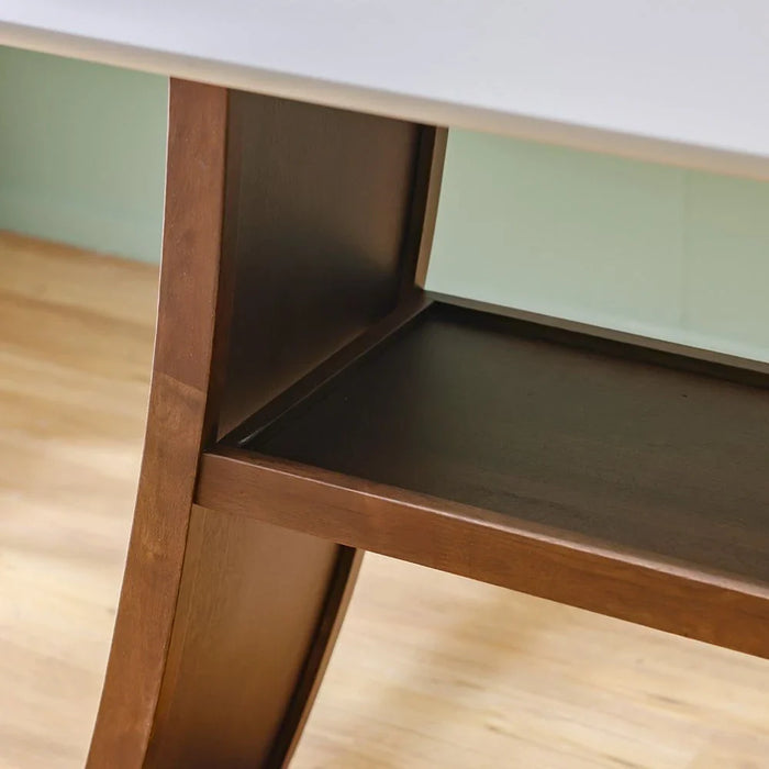 Aurelia Solid Wood Bar Counter-Walnut/Beige-With 2-Year Warranty