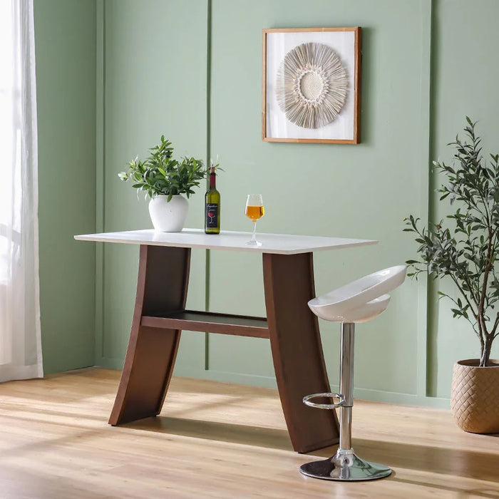 Aurelia Solid Wood Bar Counter-Walnut/Beige-With 2-Year Warranty