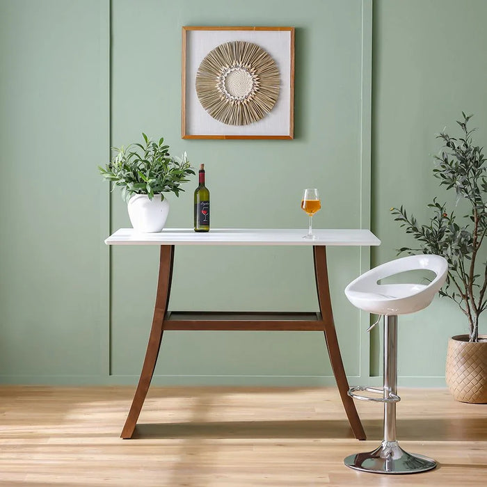 Aurelia Solid Wood Bar Counter-Walnut/Beige-With 2-Year Warranty