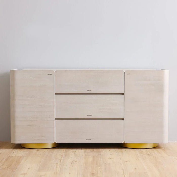 Margaret Buffet Cabinet-Beige/Terrazo/Gold-With 3-Year Warranty