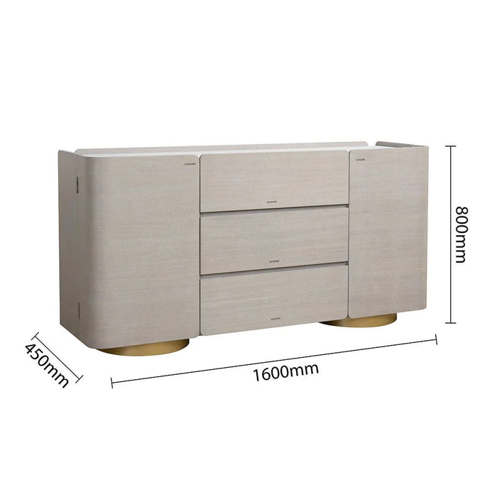 Margaret Buffet Cabinet-Beige/Terrazo/Gold-With 3-Year Warranty