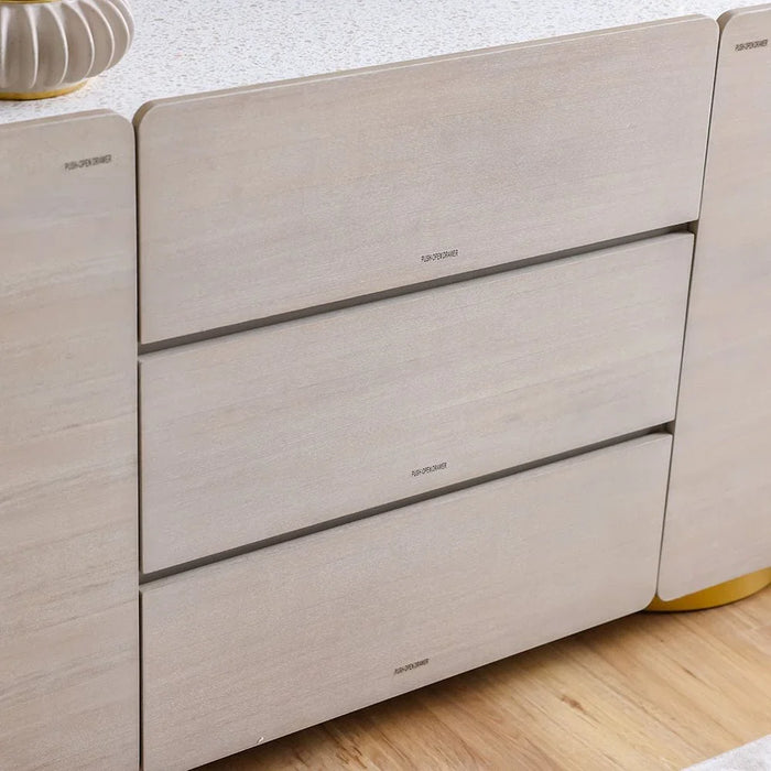 Margaret Buffet Cabinet-Beige/Terrazo/Gold-With 3-Year Warranty
