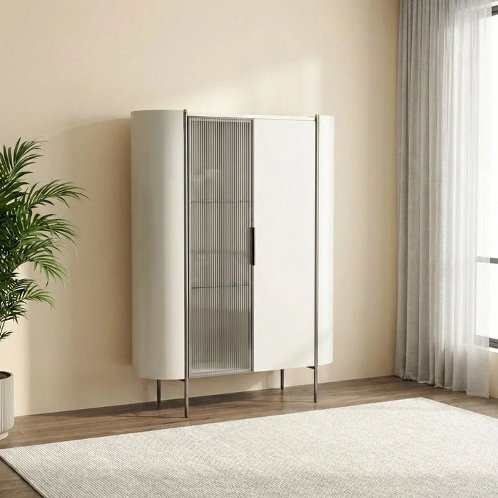 Lenwort Curio Display Cabinet- Beige/Black