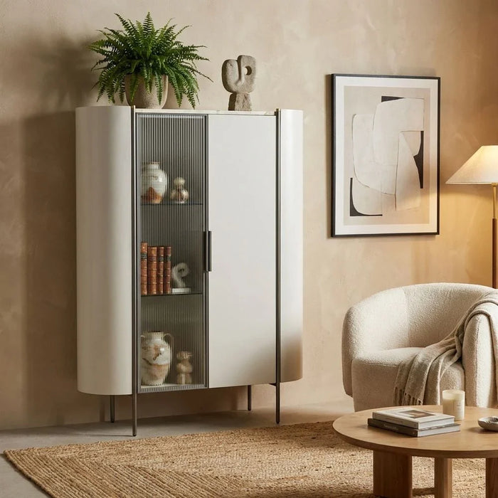 Lenwort Curio Display Cabinet- Beige/Black