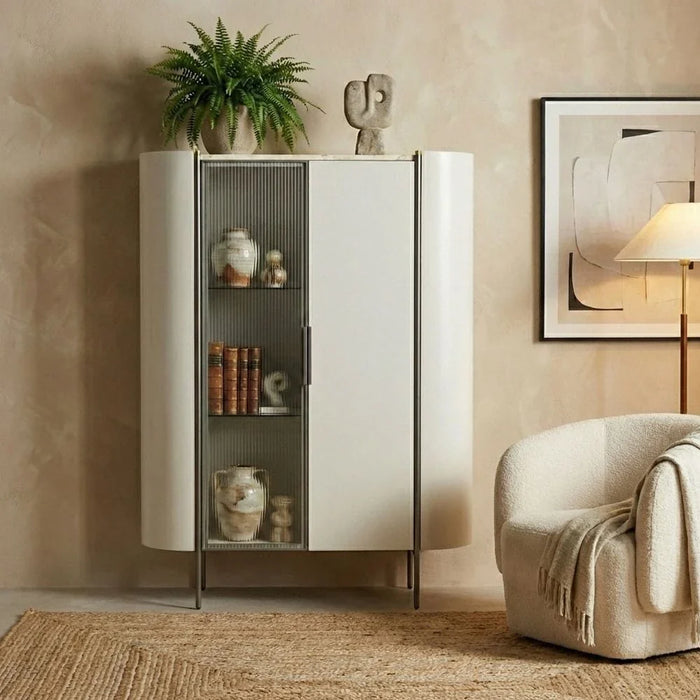 Lenwort Curio Display Cabinet- Beige/Black
