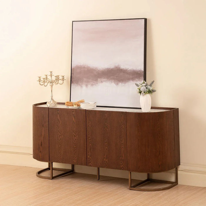 Alhamra Stone Top Buffet Cabinet-White/Green/Brown