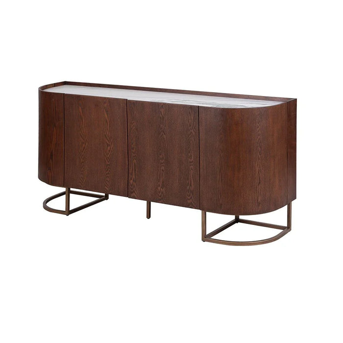 Alhamra Stone Top Buffet Cabinet-White/Green/Brown