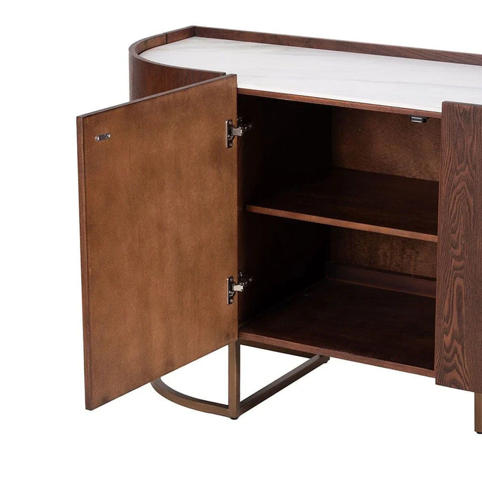 Alhamra Stone Top Buffet Cabinet-White/Green/Brown