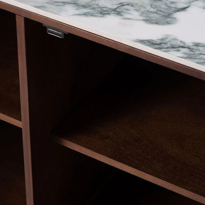 Alhamra Stone Top Buffet Cabinet-White/Green/Brown