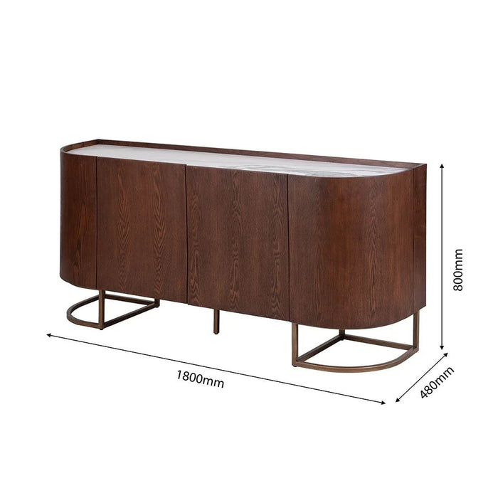 Alhamra Stone Top Buffet Cabinet-White/Green/Brown
