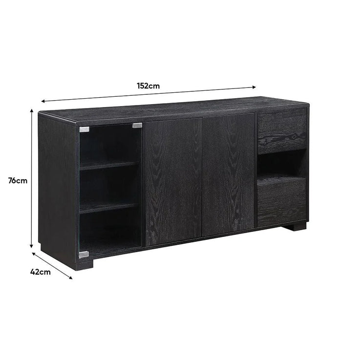 Walder Buffet Cabinet With Glass Door-Black