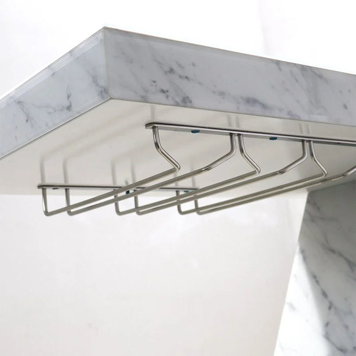 Hayward Bar Counter with Wine Rack + Bottle Holder & LED Lights + Bluetooth Speakers - White - With 2-Year Warranty