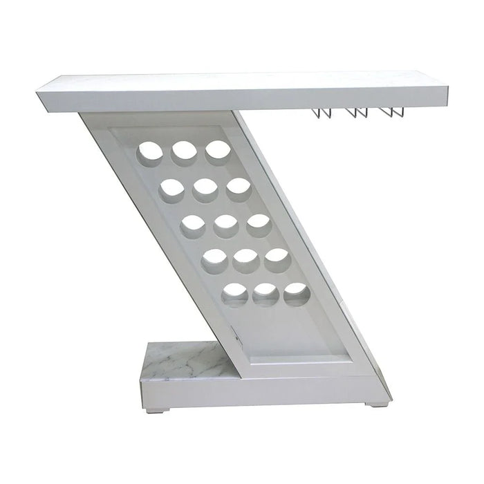 Hayward Bar Counter with Wine Rack + Bottle Holder & LED Lights + Bluetooth Speakers - White - With 2-Year Warranty