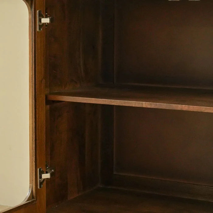 Camelle 3 Door Marble Top Buffet Cabinet - White/Brown - With 2-Year Warranty
