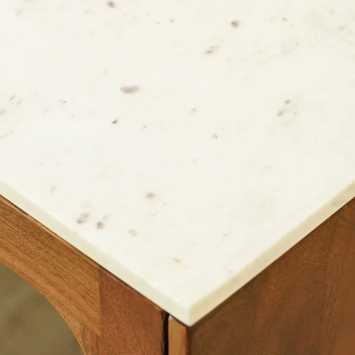 Camelle 3 Door Marble Top Buffet Cabinet - White/Brown - With 2-Year Warranty