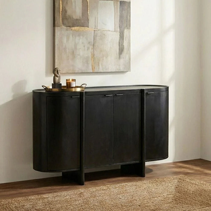 Leeds 4-Door Buffet Cabinet - Black - With 2-Year Warranty
