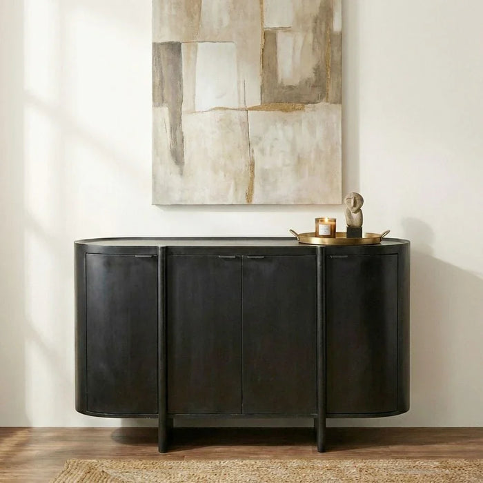 Leeds 4-Door Buffet Cabinet - Black - With 2-Year Warranty