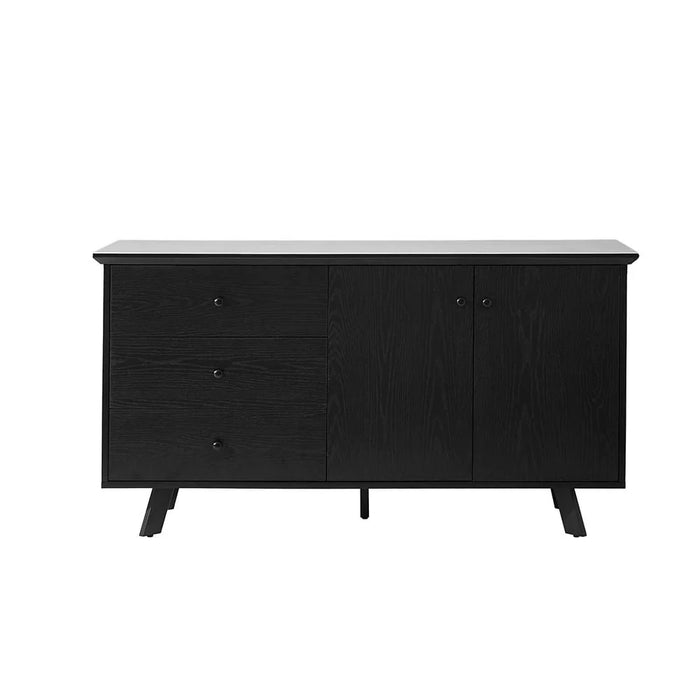 Everson Stone Top Sideboard with 2 Doors and 3 Drawers - Matt Beige/Black - With 2-Year Warranty