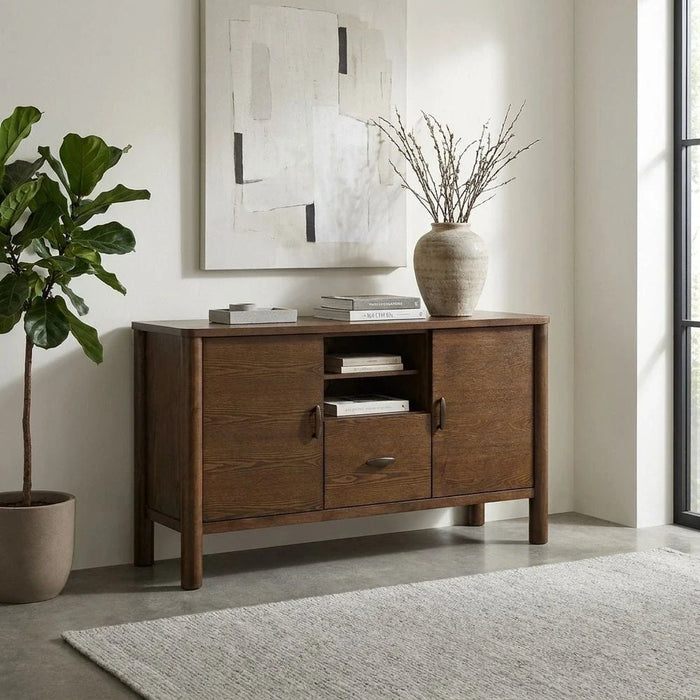 Gerry 2 Door and 1 Drawer Buffet Cabinet - Antique Brown - With 2-Year Warranty