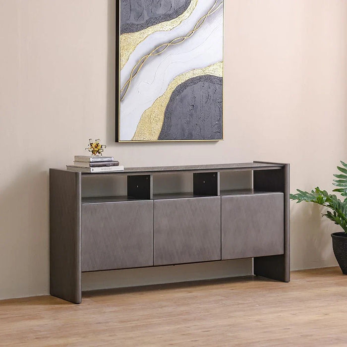 Millo 3-Door Buffet Cabinet - Grey Metallic - With 2-Year Warranty