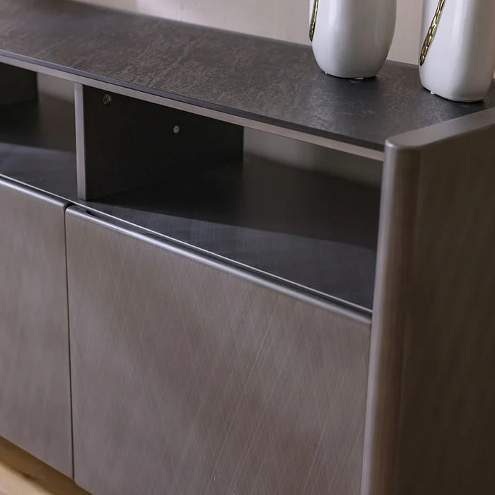 Millo 3-Door Buffet Cabinet - Grey Metallic - With 2-Year Warranty