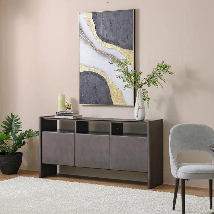 Millo 3-Door Buffet Cabinet - Grey Metallic - With 2-Year Warranty