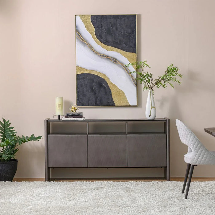 Millo 3-Door Buffet Cabinet - Grey Metallic - With 2-Year Warranty