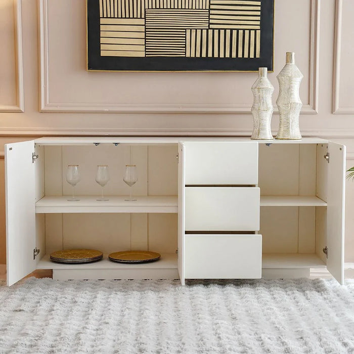 Qasr 3-Door & 3-Drawer Buffet Cabinet - Pearl White - With 3-Year Warranty