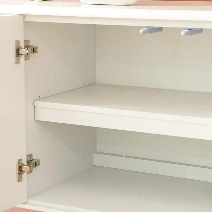 Retrova 4 DoorsÊ Buffet Cabinet -White Grey /Gunmetal