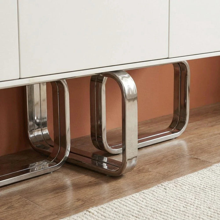Retrova 4 DoorsÊ Buffet Cabinet -White Grey /Gunmetal