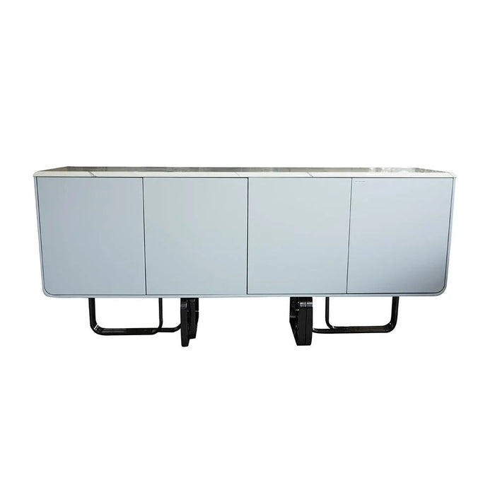 Retrova 4 DoorsÊ Buffet Cabinet -White Grey /Gunmetal