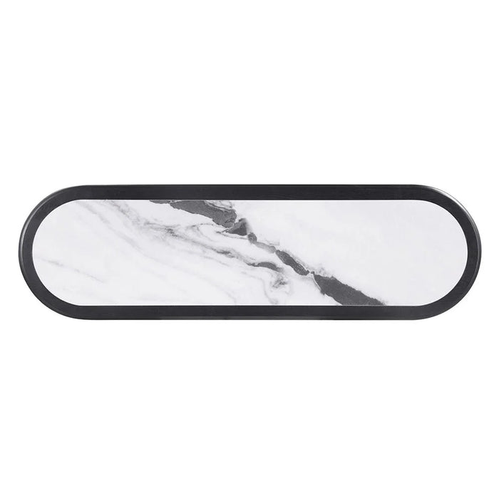 Tokishi Sintered Stone Top Sideboard With 4 Doors-White/Black Veneer