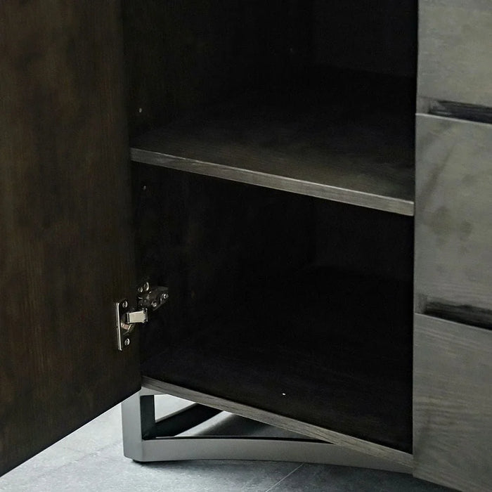Stanford Sintered Stone Top Buffet Cabinet - 2 Doors & 3 Drawers - Grey/Dark Walnut - With 2-Year Warranty