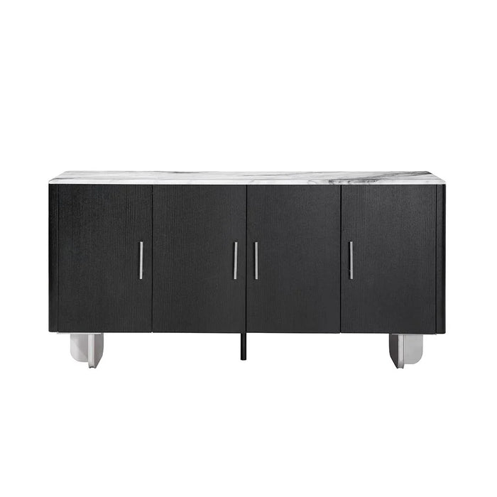 Linea Marble Top Buffet Cabinet with 4 Drawers - Grey/Black - With 2-Year Warranty