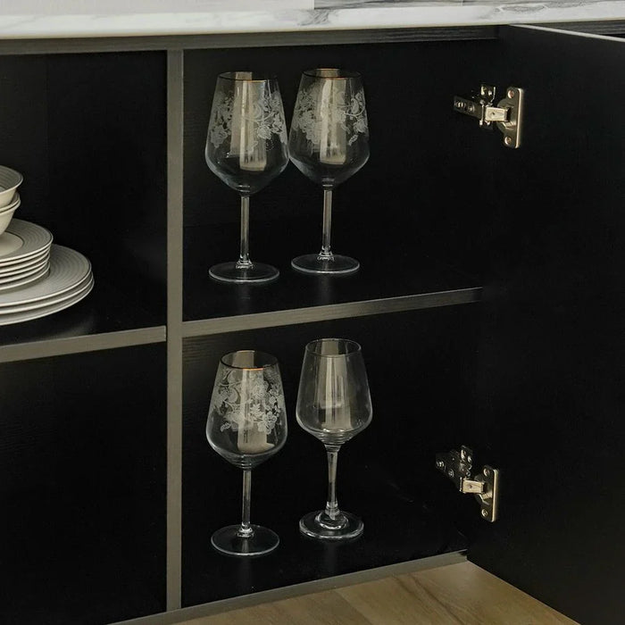 Linea Marble Top Buffet Cabinet with 4 Drawers - Grey/Black - With 2-Year Warranty