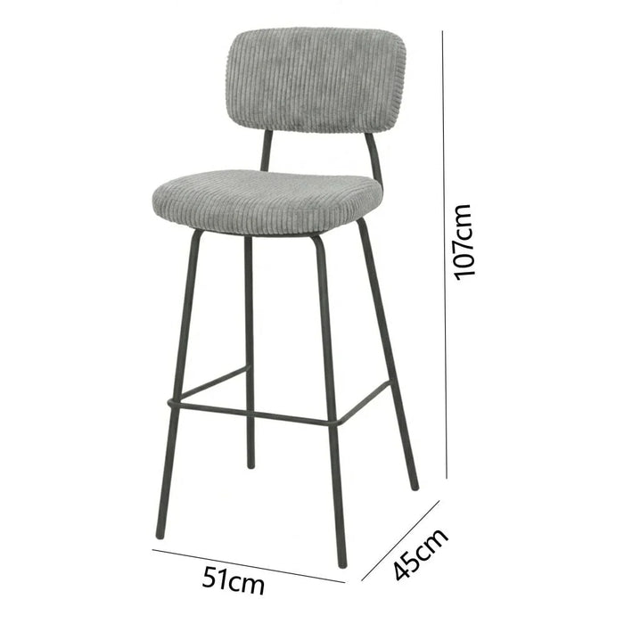 Brad Bar Stool - Grey/Black