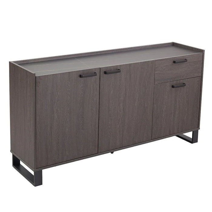 Wellington Stone TopÊ Buffet CabinetÊ With 3Doors & 1Drawer - Black/Oak