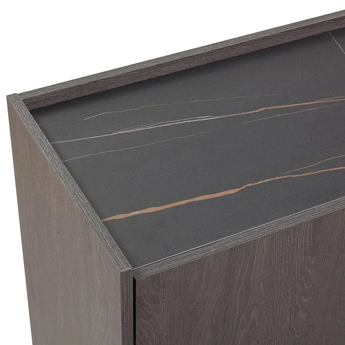 Wellington Stone TopÊ Buffet CabinetÊ With 3Doors & 1Drawer - Black/Oak