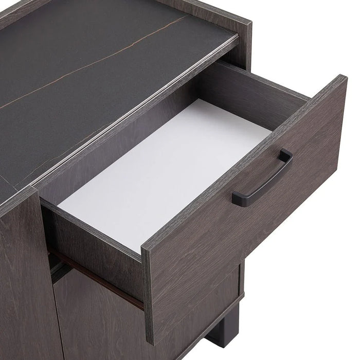 Wellington Stone TopÊ Buffet CabinetÊ With 3Doors & 1Drawer - Black/Oak