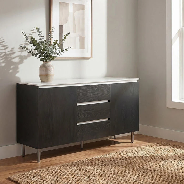 Richfield Stone TopæBuffet Cabinetæ With 3Drawers & 2Doors - Beige/Black